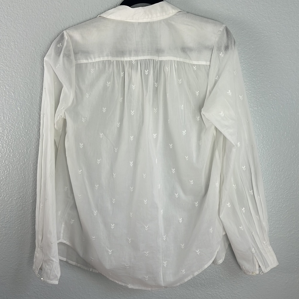 Joie Textured White Button Down Blouse Size Small - image 2
